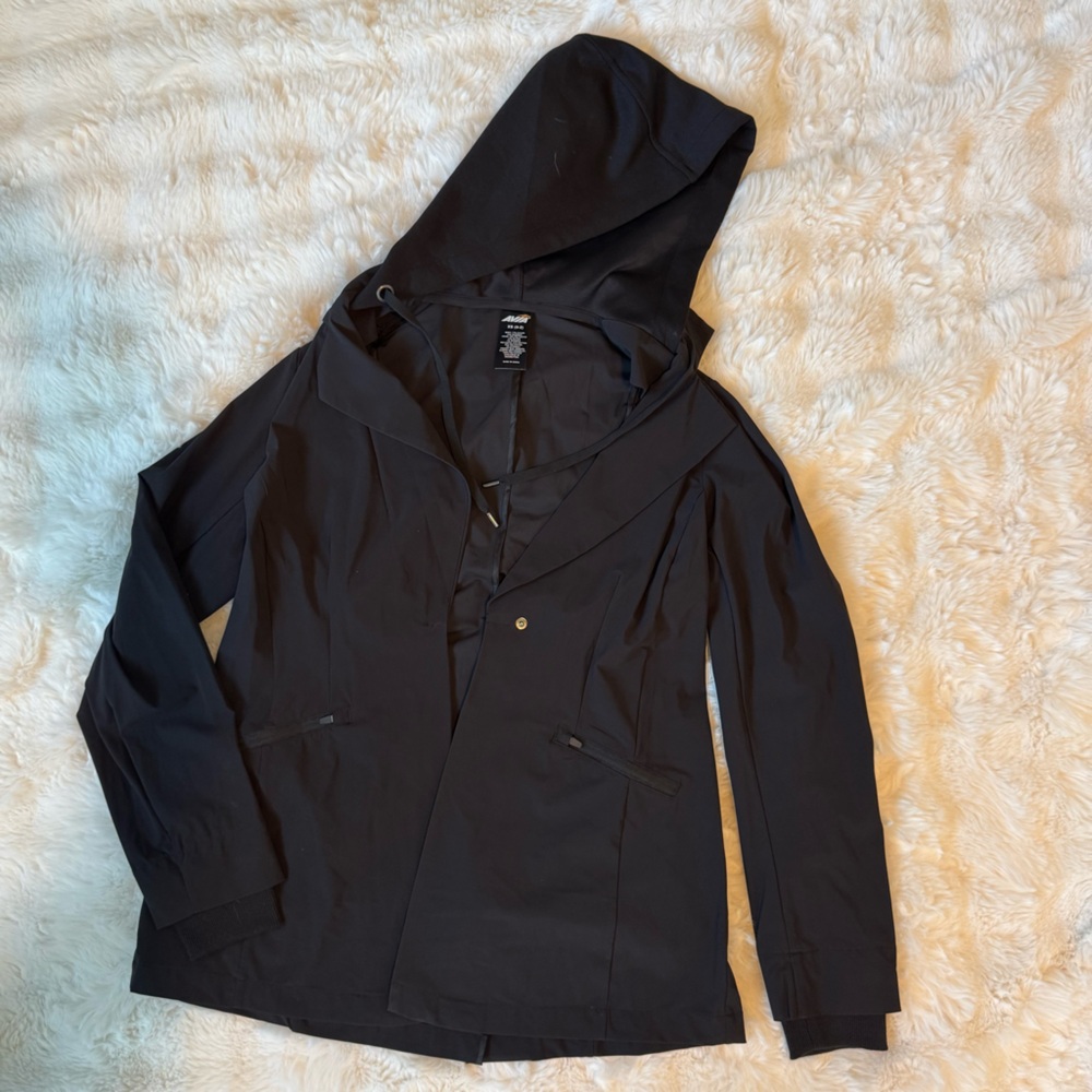 Avia Black Lightweight Hooded Nylon Jacket Women’s Size M